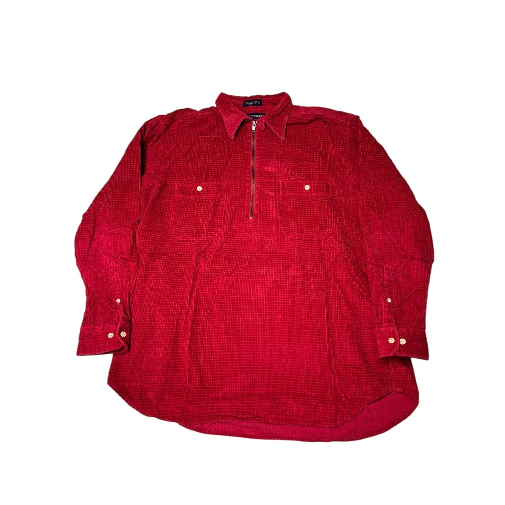 VTG Britches Great Outdoors Corduroy 1/2 Zip Pocket Flannel Shirt Men's‎ XL